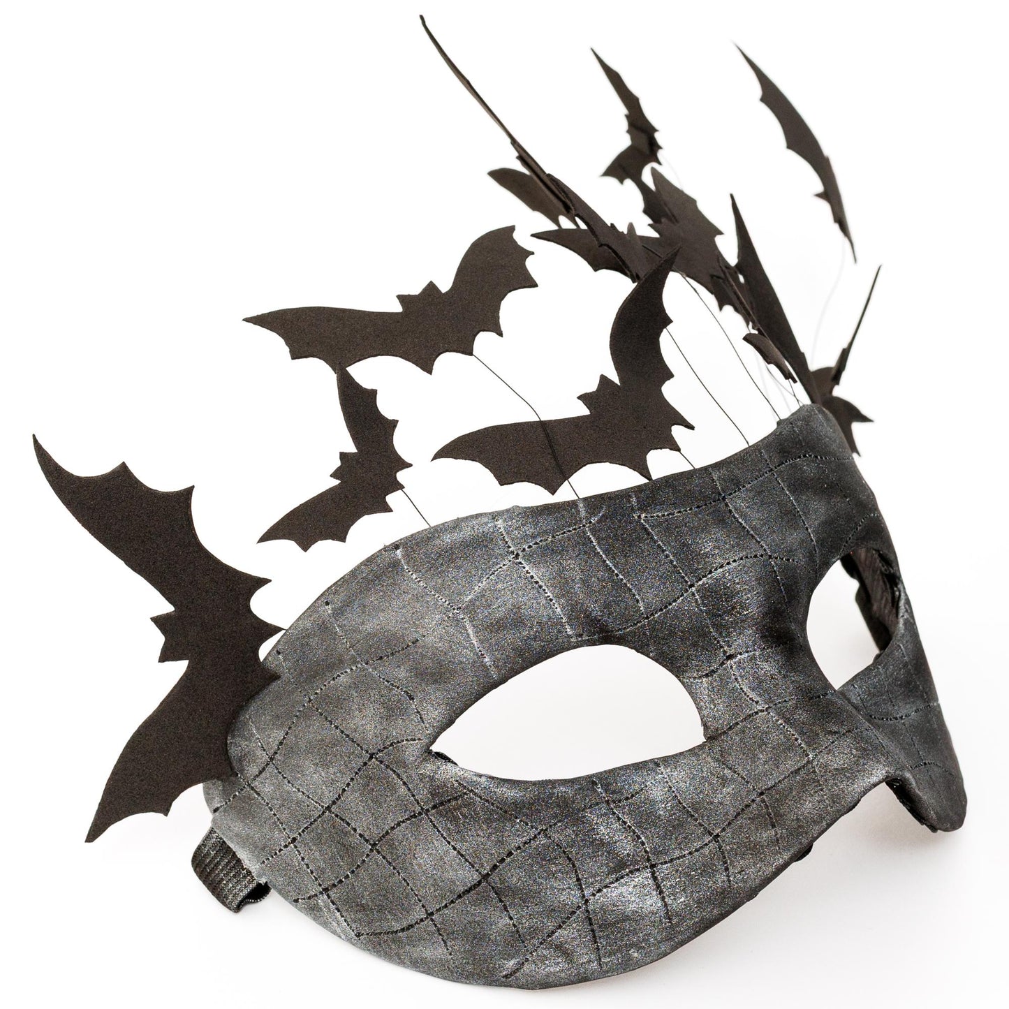 Bat Fantasy masquerade mask with flying bats. Black Party Mask for man and woman