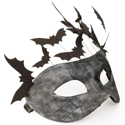 Bat Fantasy masquerade mask with flying bats. Black Party Mask for man and woman