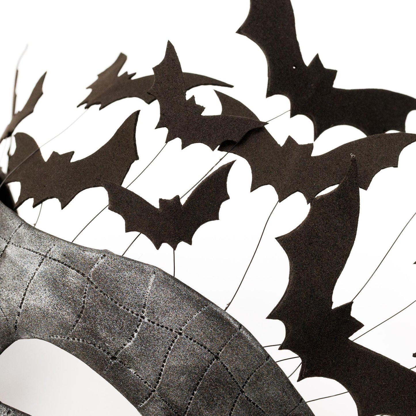 Bat Fantasy masquerade mask with flying bats. Black Party Mask for man and woman