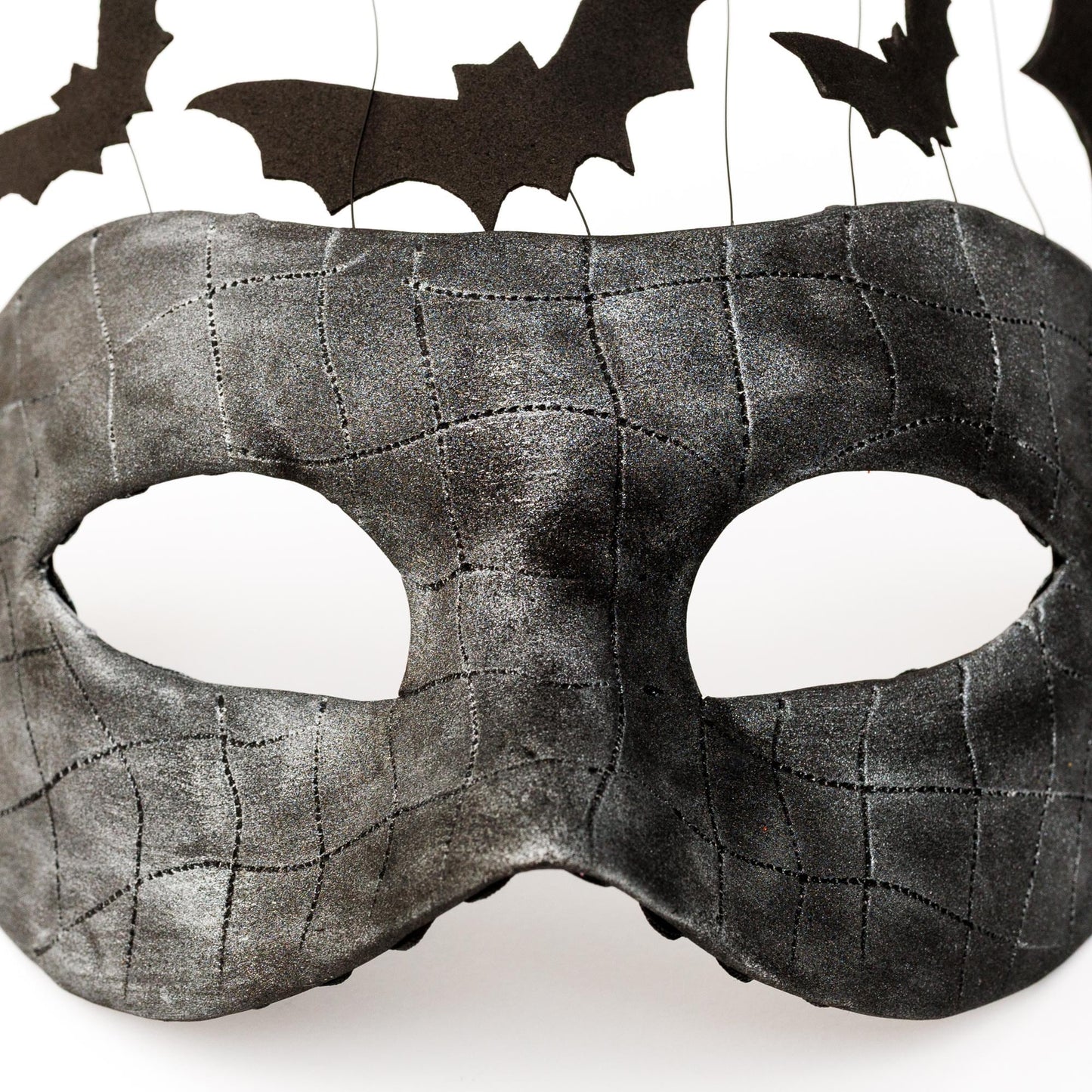 Bat Fantasy masquerade mask with flying bats. Black Party Mask for man and woman