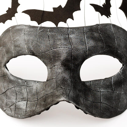 Bat Fantasy masquerade mask with flying bats. Black Party Mask for man and woman