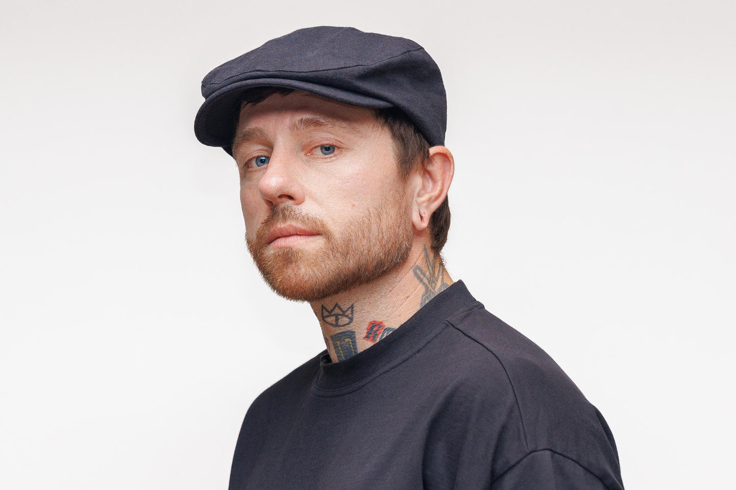 Black Linen Cotton Flat Cap – Classic Newsboy Ivy Hat for Everyday Style