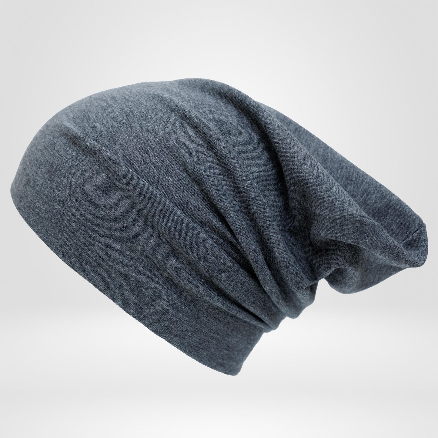 Slouchy Cotton Beanie Hat for woman and man: Grey Double Layer, S-M