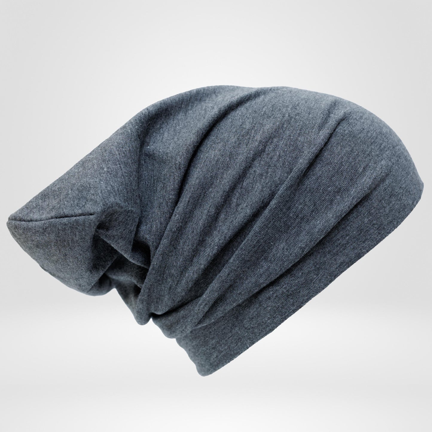 Slouchy Cotton Beanie Hat for woman and man: Grey Double Layer, S-M