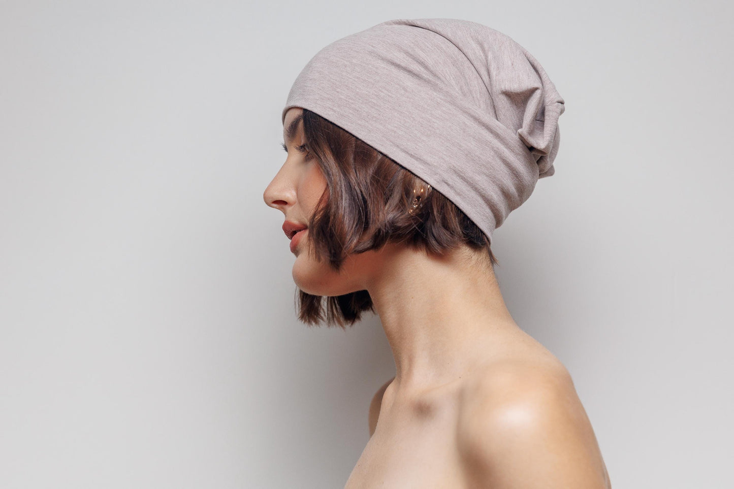 Cotton beanie hat. Alopecia cap. Slouchy beanie 2 layer. Size S-M.