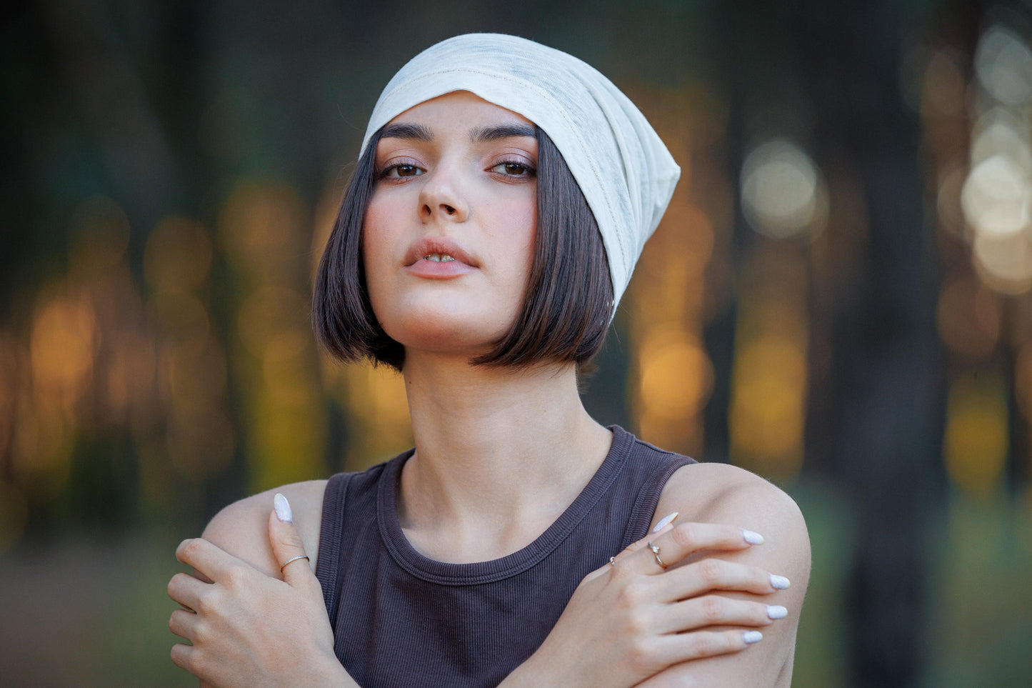 Ivory Linen Beanie Hat: Lightweight Breathable Chemo Cap S-M
