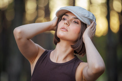 Linen Cotton Newsboy Cap - Vintage Unisex Ivy Hat