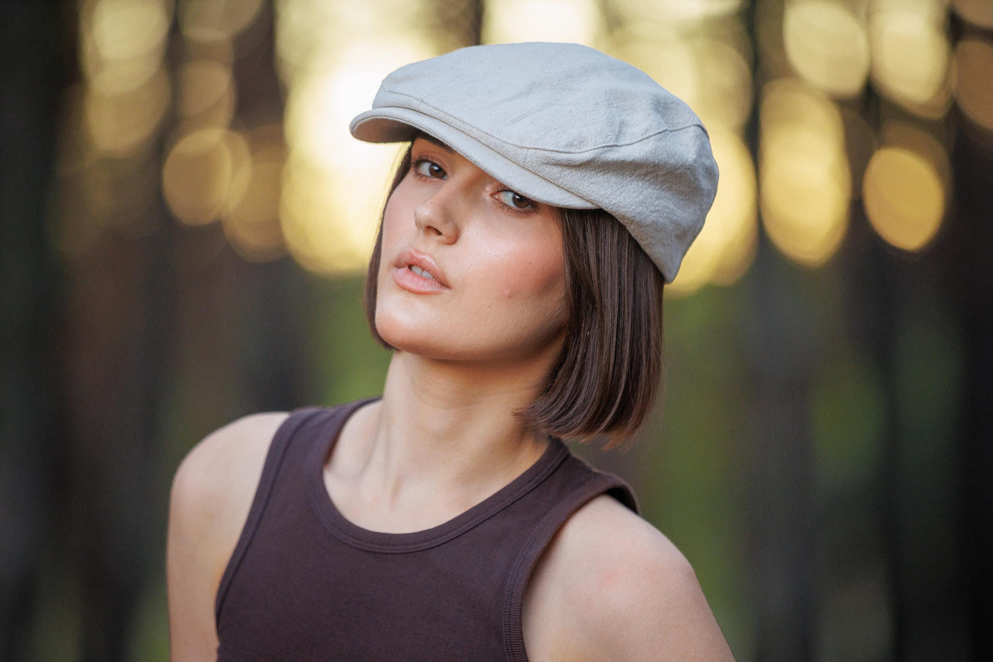 Linen Cotton Newsboy Cap - Vintage Unisex Ivy Hat