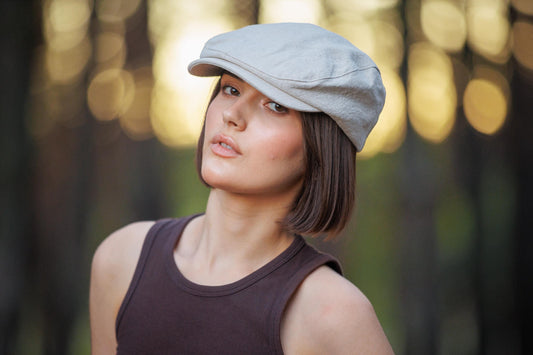 Linen Cotton Newsboy Cap - Vintage Unisex Ivy Hat