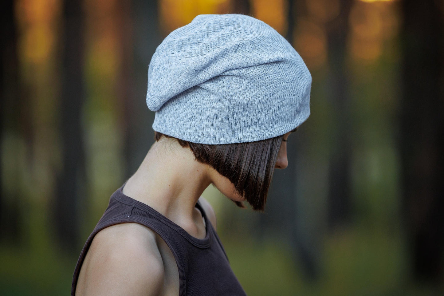 Oversized Thin Cotton Slouchy Beanie: Lightweight, Breathable Knit Cap (L-XXL)