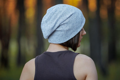Oversized Thin Cotton Slouchy Beanie: Lightweight, Breathable Knit Cap (L-XXL)