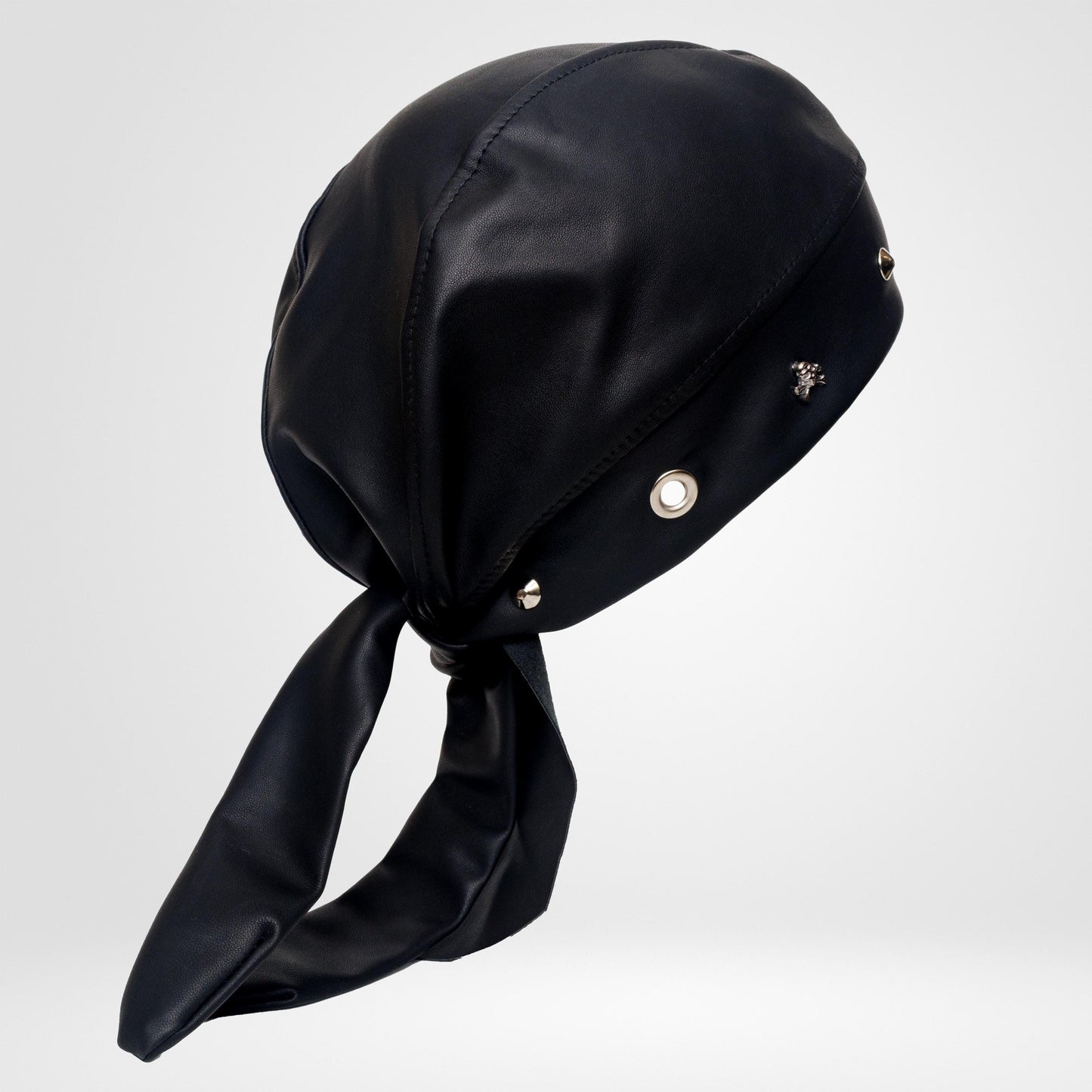 Unisex Faux Leather Biker Bandana with Skull & Metal Studs – Handmade Motorcycle Do Rag by Lederea.