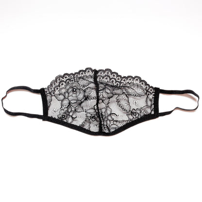 Face Mask black lace with Floral Detail – Handmade Romantic Accessory.