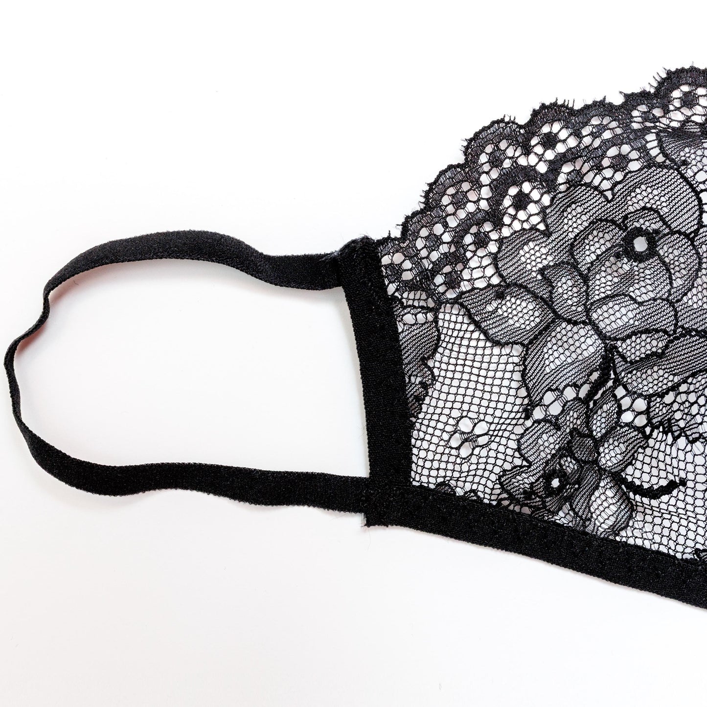 Face Mask black lace with Floral Detail – Handmade Romantic Accessory.