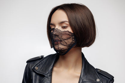 Face Mouth Mask black lace.