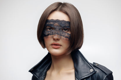 Masquerade Mask lace black: Tulle Trim, Satin Ties.