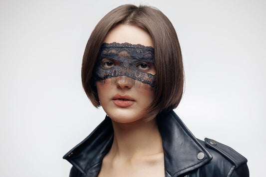 Masquerade Mask lace black: Tulle Trim, Satin Ties.