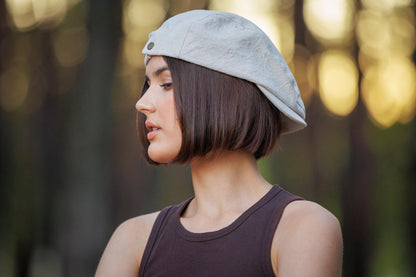Linen Cotton Newsboy Cap - Vintage Unisex Ivy Hat