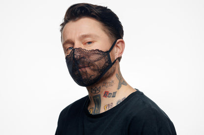 Black Lace Face Mouth Mask, Gothic Sheer Mask, See Through Lace Mask, Party Accessory, Unisex Fashion Mask, Dark Romantic Gift.
