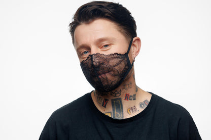Black Lace Face Mouth Mask, Gothic Sheer Mask, See Through Lace Mask, Party Accessory, Unisex Fashion Mask, Dark Romantic Gift.