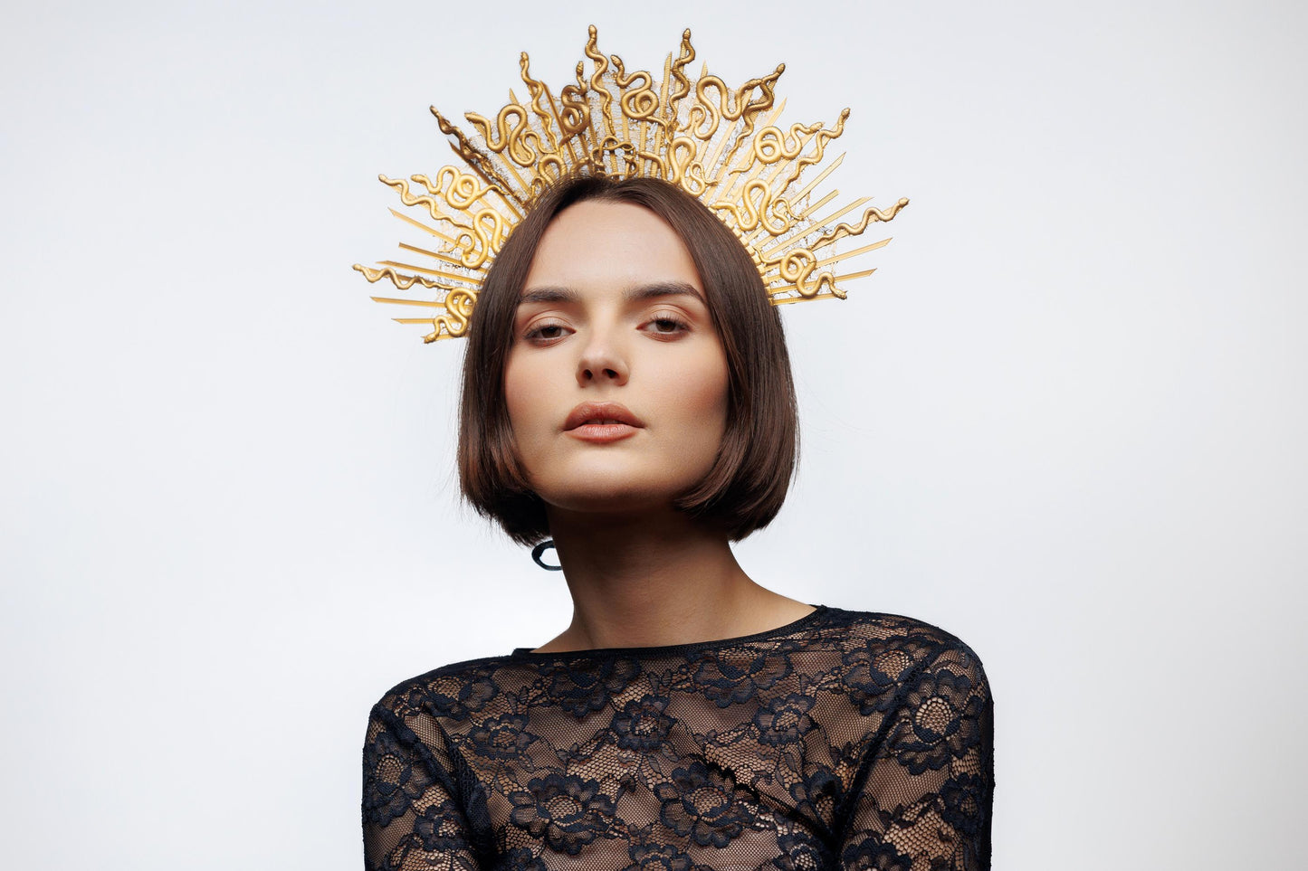 Gold Medusa Crown: Greek Goddess Snake Headpiece