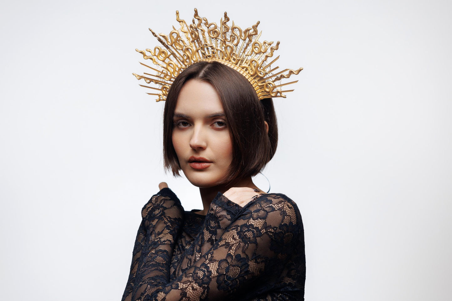 Gold Medusa Crown: Greek Goddess Snake Headpiece