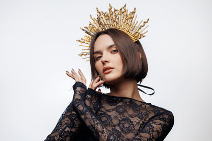 Gold Medusa Crown: Greek Goddess Snake Headpiece