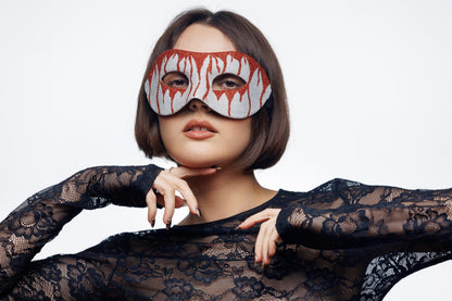 Silver & Red Glitter Masquerade Mask: Gothic Costume Party