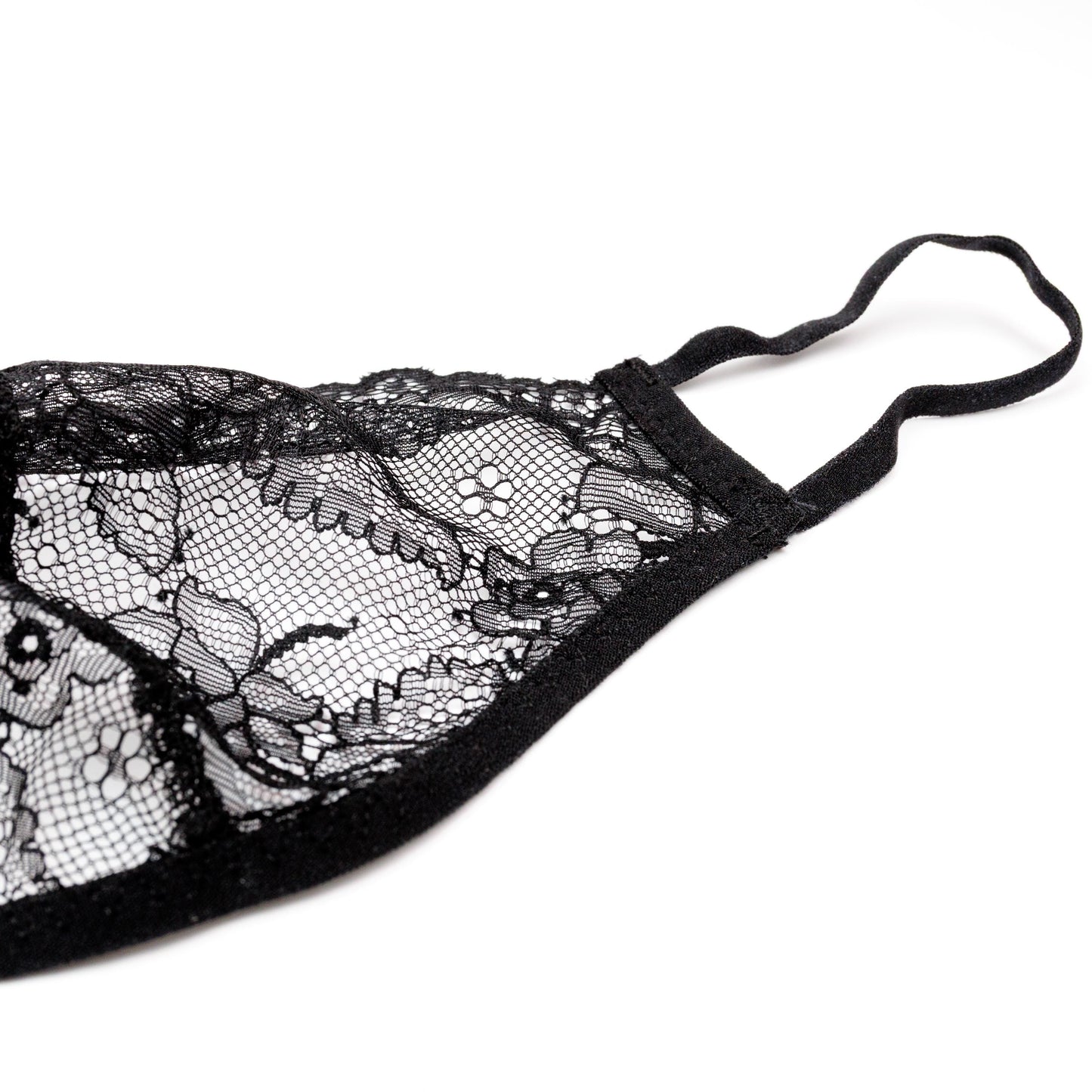 Face Mask black lace with Floral Detail – Handmade Romantic Accessory.