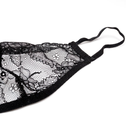 Face Mask black lace with Floral Detail – Handmade Romantic Accessory.