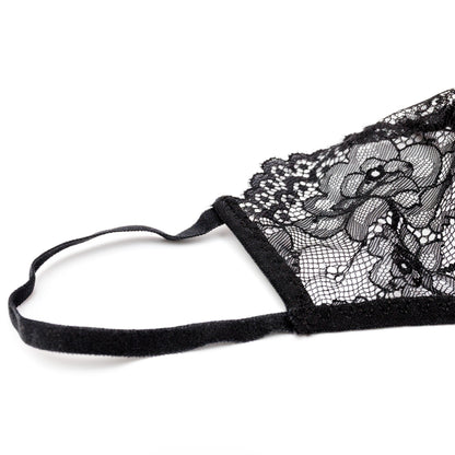 Face Mask black lace with Floral Detail – Handmade Romantic Accessory.