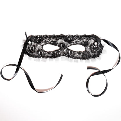 Masquerade Mask black lace: Tulle Trim, Satin Ties