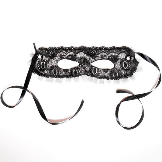 Masquerade Mask black lace: Tulle Trim, Satin Ties