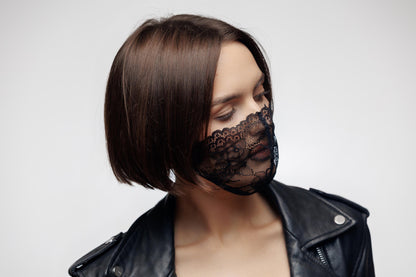 Face Mouth Mask black lace.