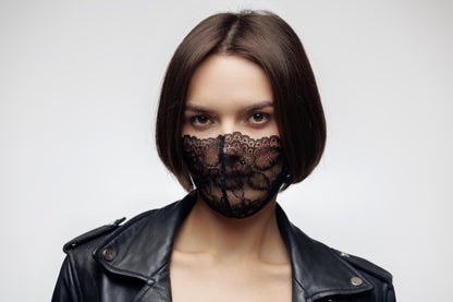 Face Mouth Mask black lace.