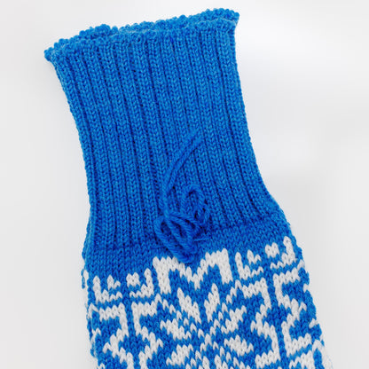Blue Winter Socks. Snowflake Knit Pattern. Couple Gift Set.  Men 9–11 / Women 7–9