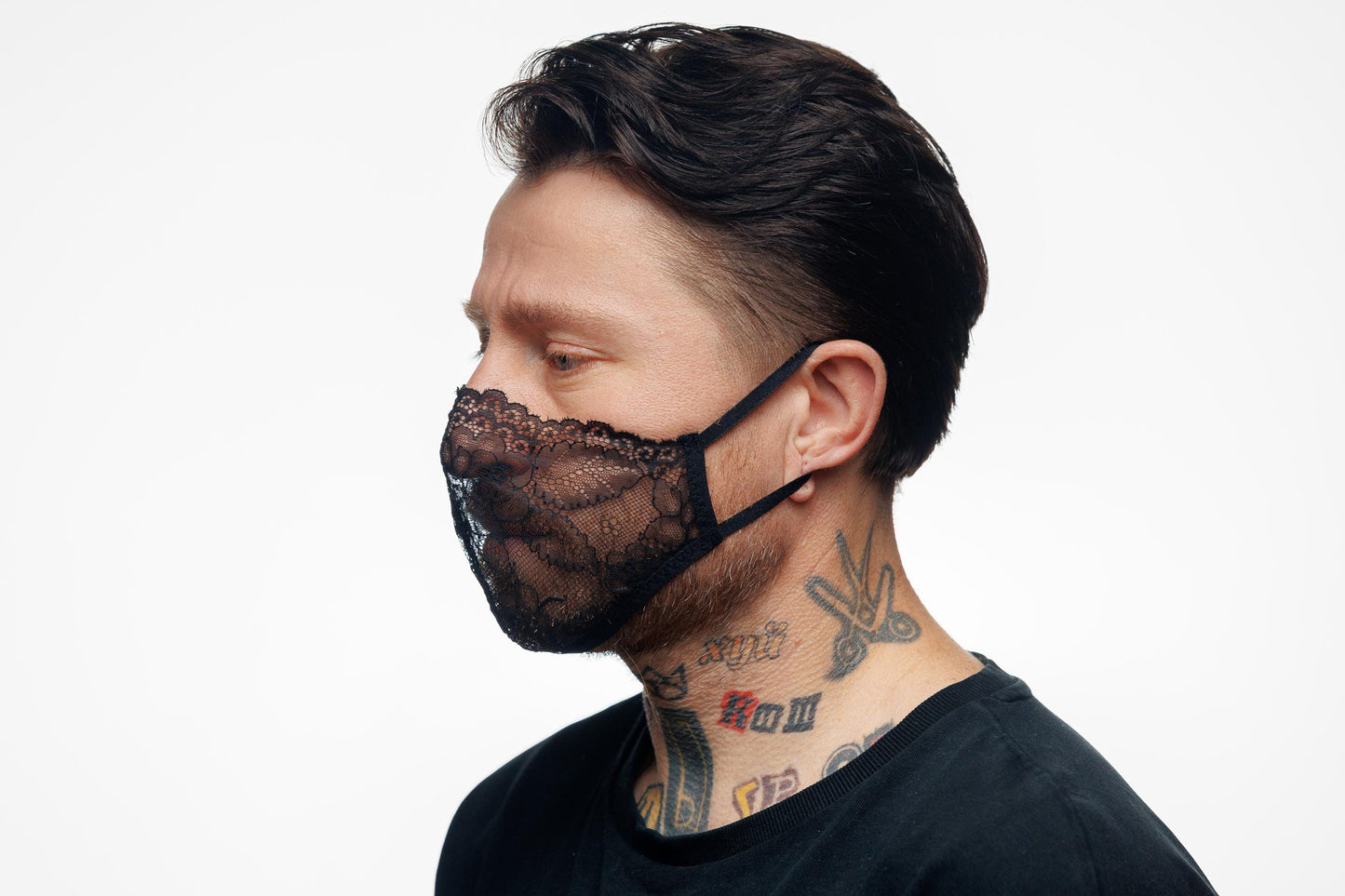 Black Lace Face Mouth Mask, Gothic Sheer Mask, See Through Lace Mask, Party Accessory, Unisex Fashion Mask, Dark Romantic Gift.