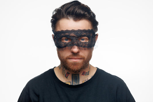 Unisex Black Lace Eye Mask – Handmade Gothic Costume Accessory, Lace Masquerade Mask for Photoshoot, Festival & Halloween.