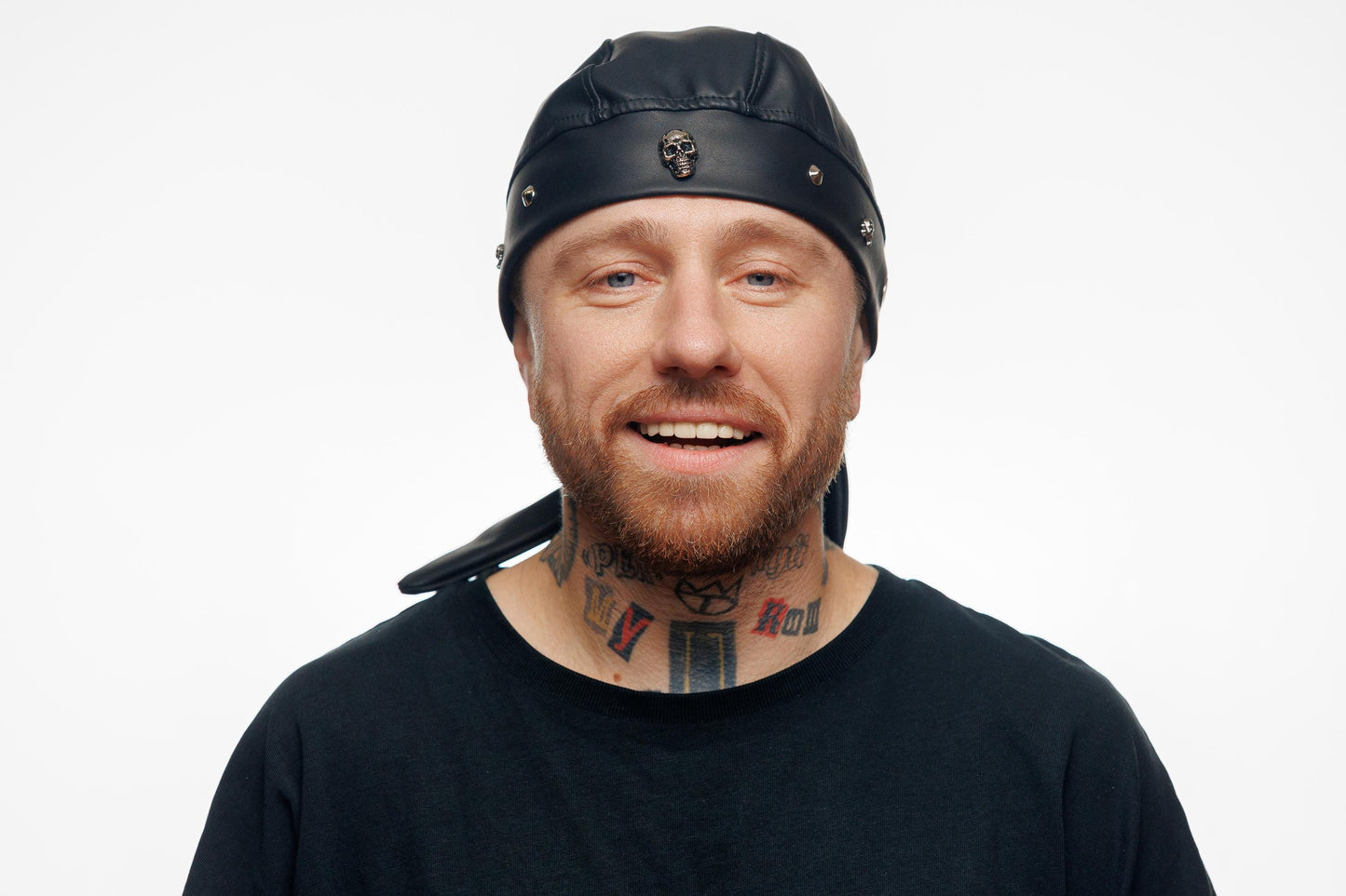 Biker Leather Bandana Beanie with Skull – Handmade Faux Leather Headwrap for Men & Women, Rock Style Bandana, Gothic Motorcycle Accessory. (Copy)