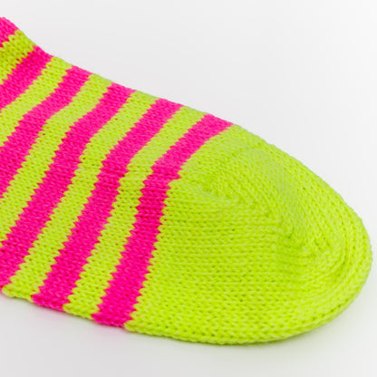 Bright Neon Wool Socks Lime and Pink. Colorful Warm Socks.