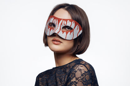 Silver & Red Glitter Masquerade Mask: Gothic Costume Party