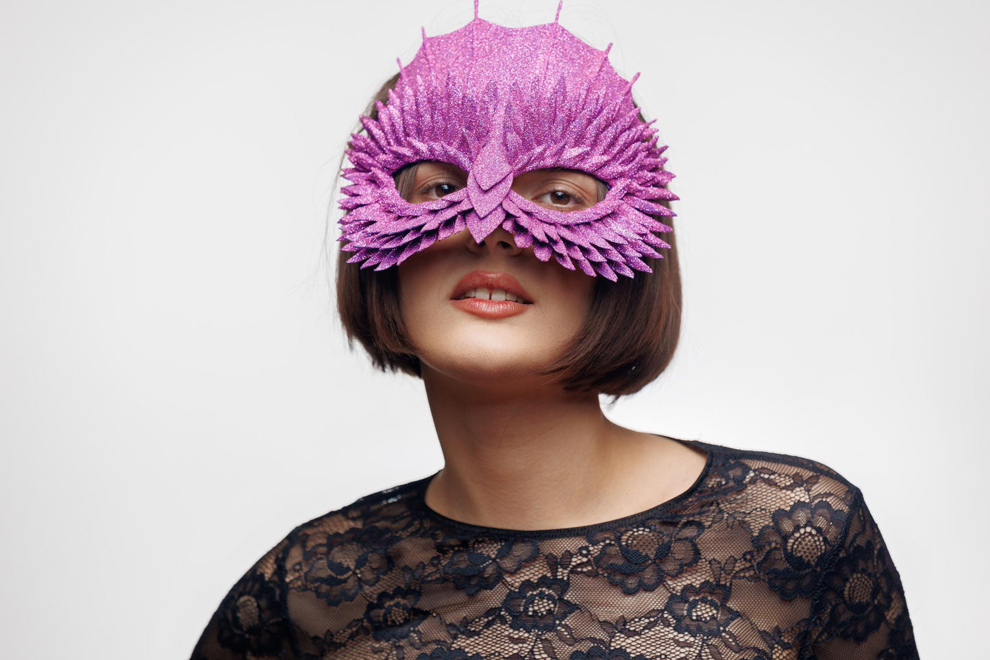 Masquerade Mask Owl Pink with glitter Dragon for Halloween party for woman and man
