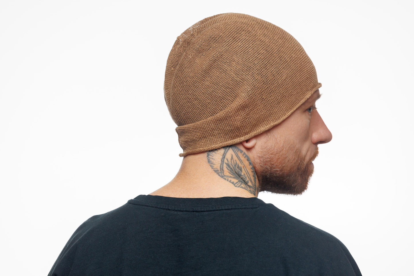 Linen Knit Beanie: Unisex Slouchy Hat. Size M-L.