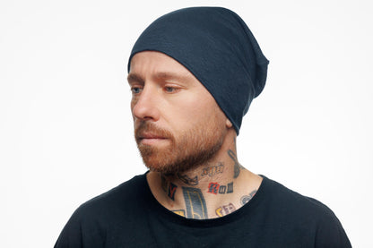 Black Linen Beanie Lightweight Italian Jersy Hat, Ivory Breathable Slouchy Cap for Men & Women. Soft cute cancer hat