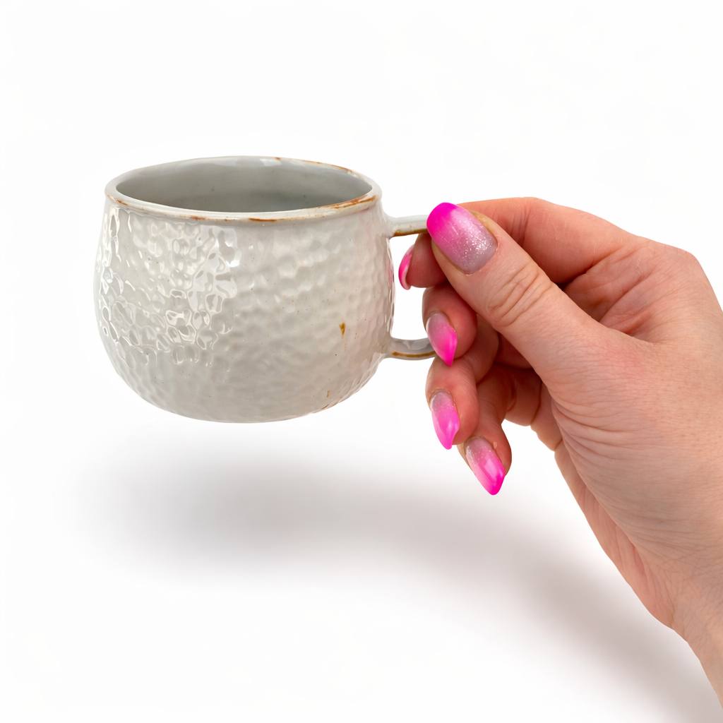 Handmade ceramic coffee mug 6.8 oz (200 ml). Textured mini coffee cup with cozy aesthetic. Slight variations make each piece unique by Lederea USA