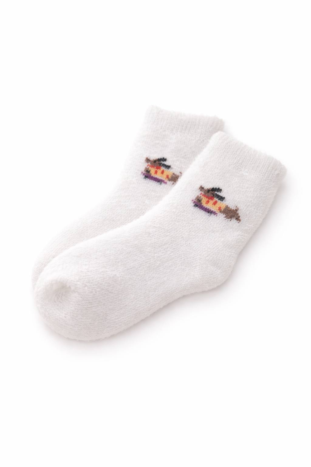 Cute White Fuzzy Socks with Puppy Design – Cozy Soft Socks