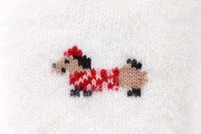 Cute White Fuzzy Socks with Puppy – Soft Cozy Socks
