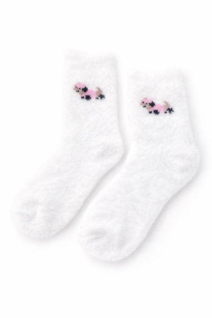Cute White Fuzzy Puppy Socks – Soft Cozy Socks