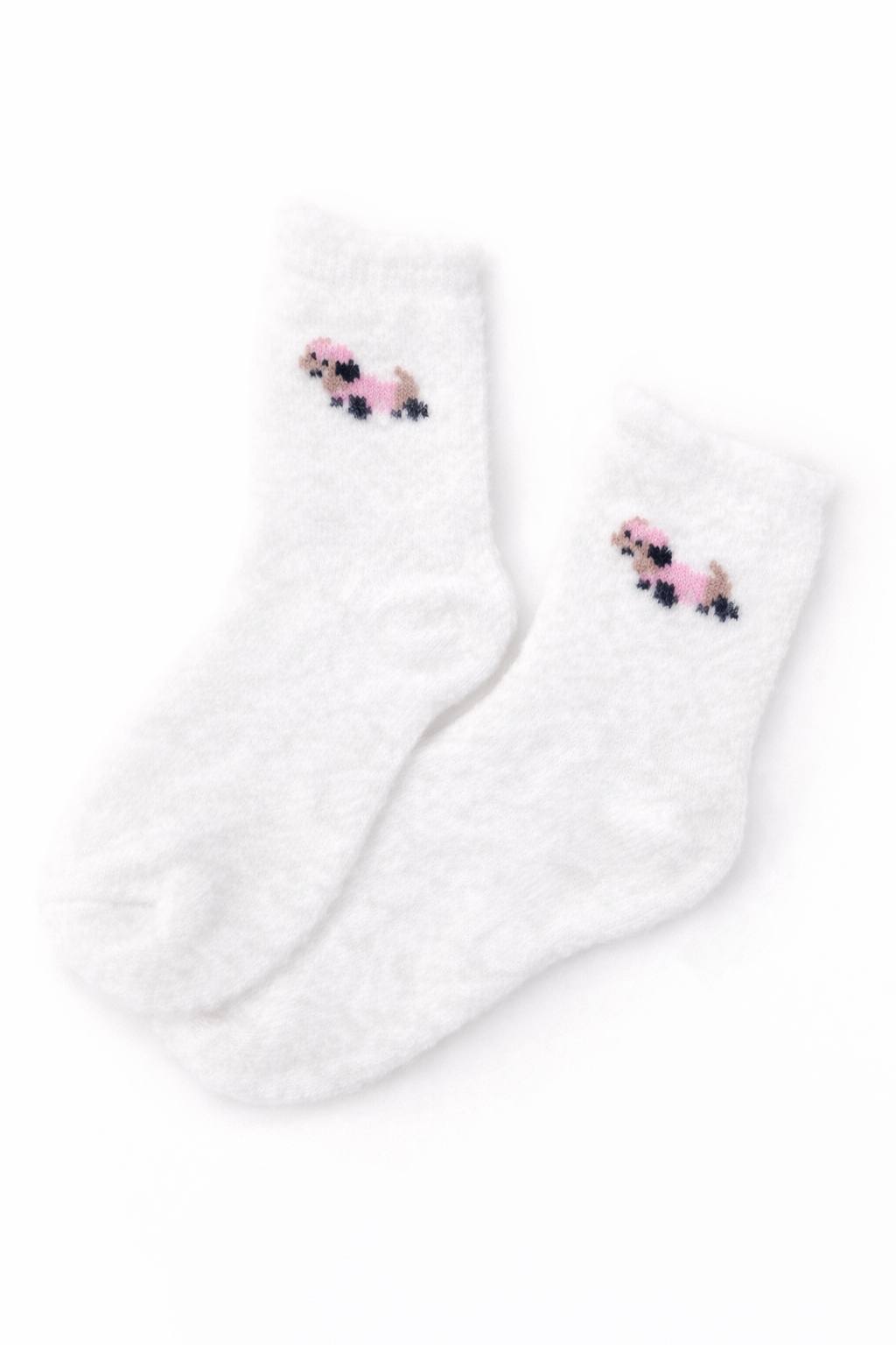 Cute White Fuzzy Puppy Socks – Soft Cozy Socks