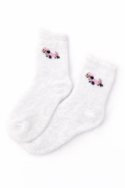 Cute White Fuzzy Puppy Socks – Soft Cozy Socks